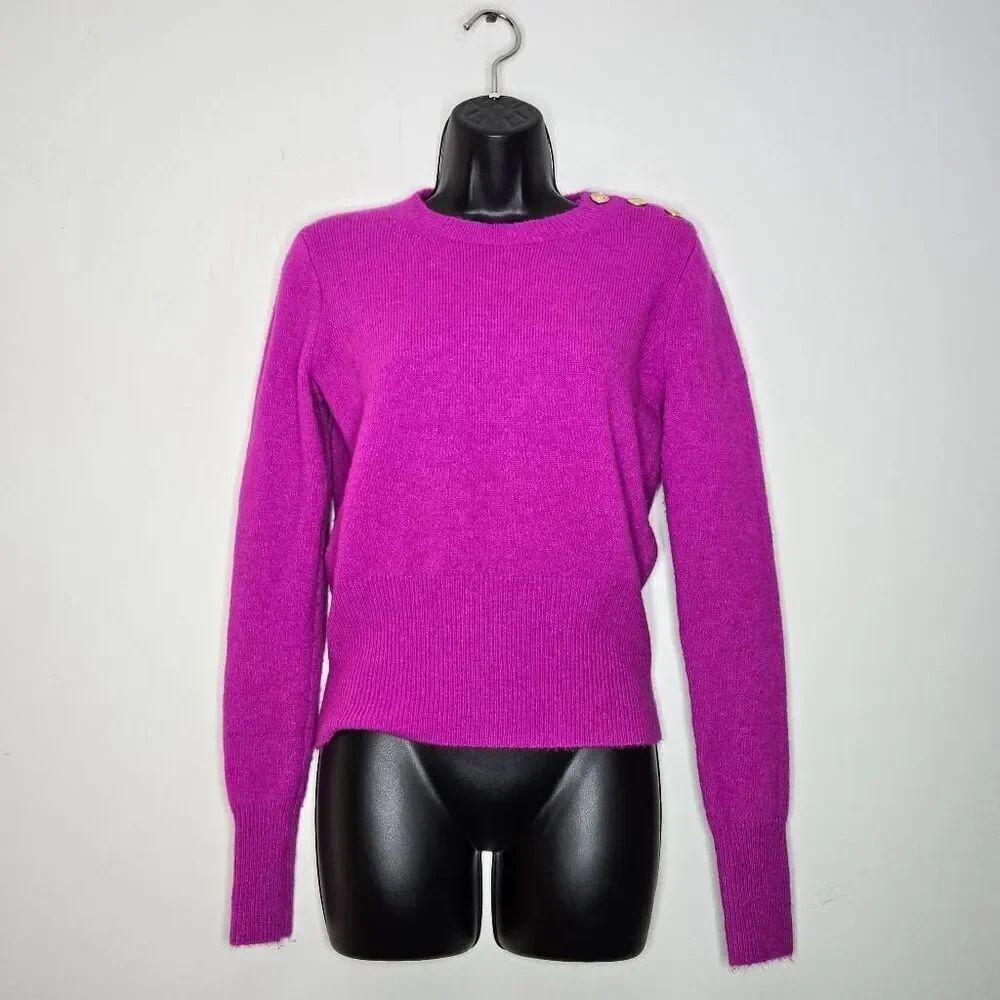 J. Crew Crewneck Sweater Size XS Shoulder Buttons Merino Wool Alpaca AU196